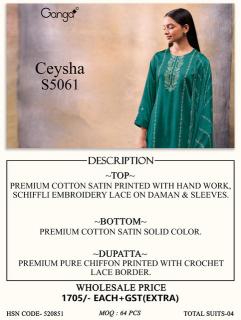 Ganga ceysha 5061 wholesale synthetic dress materials with price